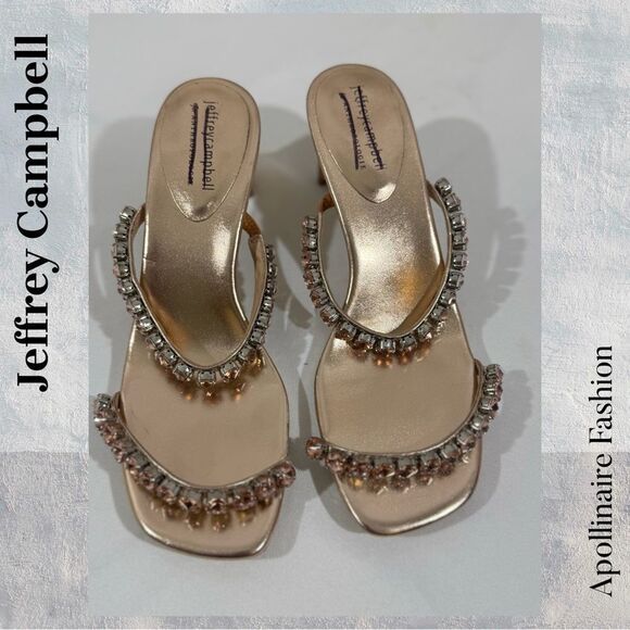 Jeffrey Campbell Embellished Heeled Slide Sandals Size 8.5 New - Picture 4 of 5